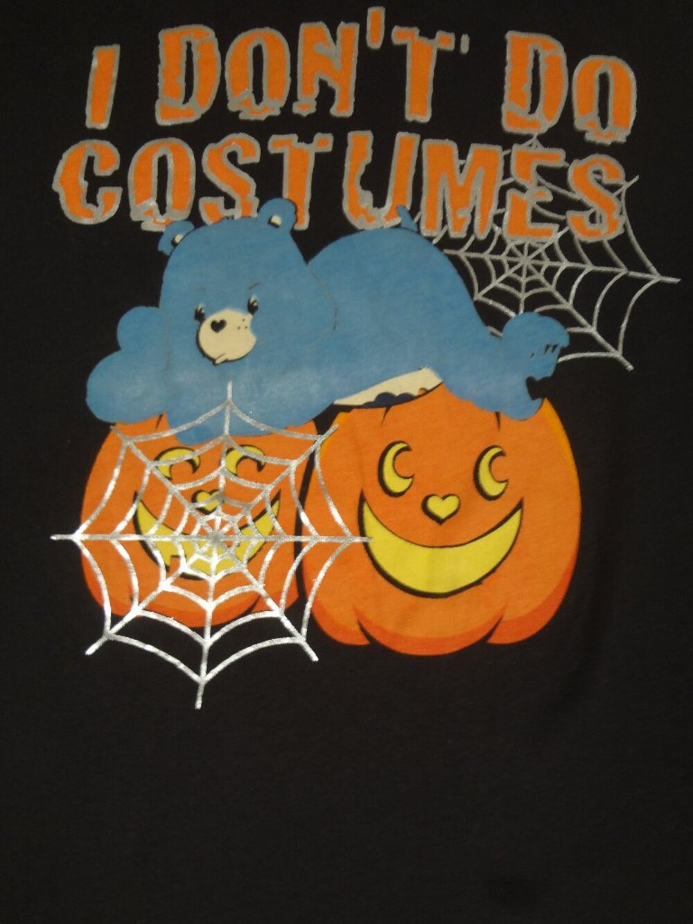 CARE BEARS GRUMPY HALLOWEEN I DON'T DO COSTUMES BLACK LARGE WOMENS SHIRT L715